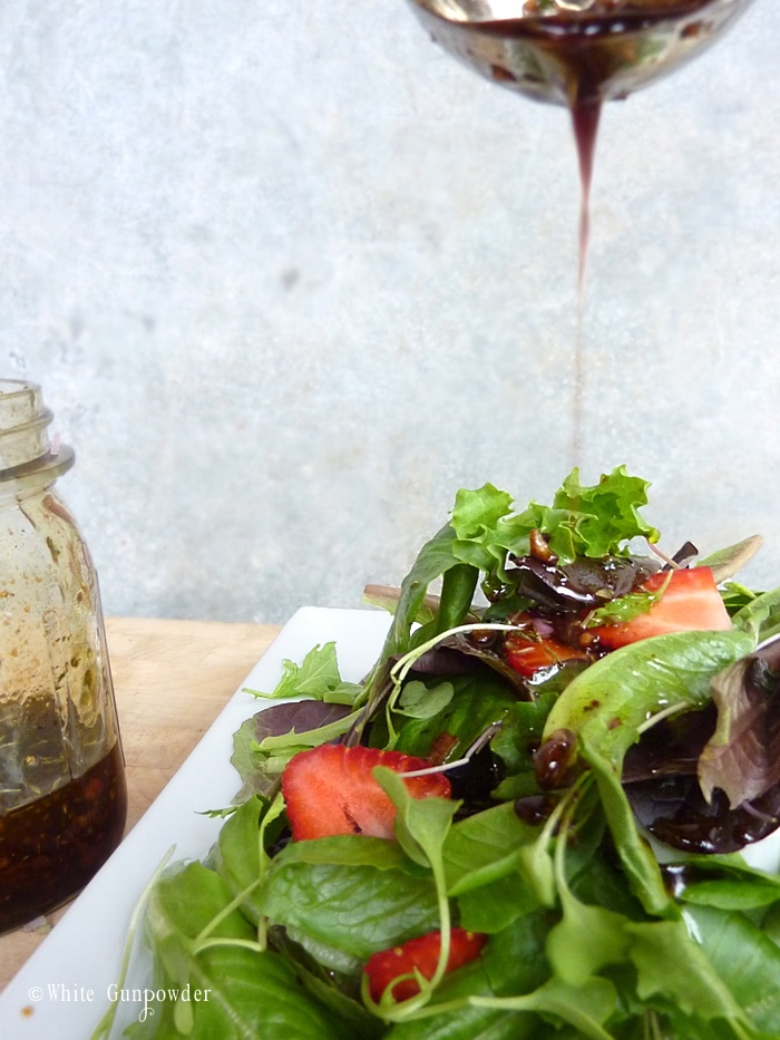 Mixed Green Salad with Strawberries and Balsamic Vinaigrette